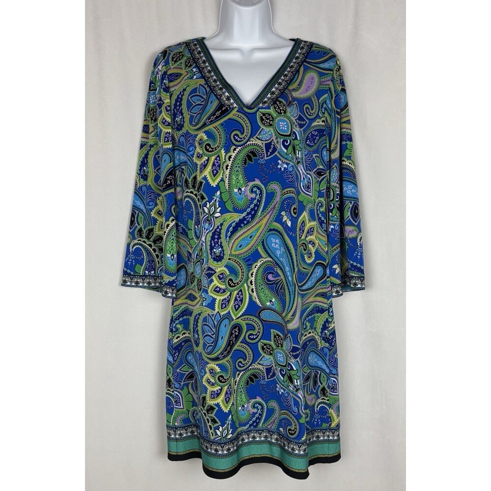Laundry By Shelli Segal Women’s Size Medium Paisley Print V-Neck Shift Dress